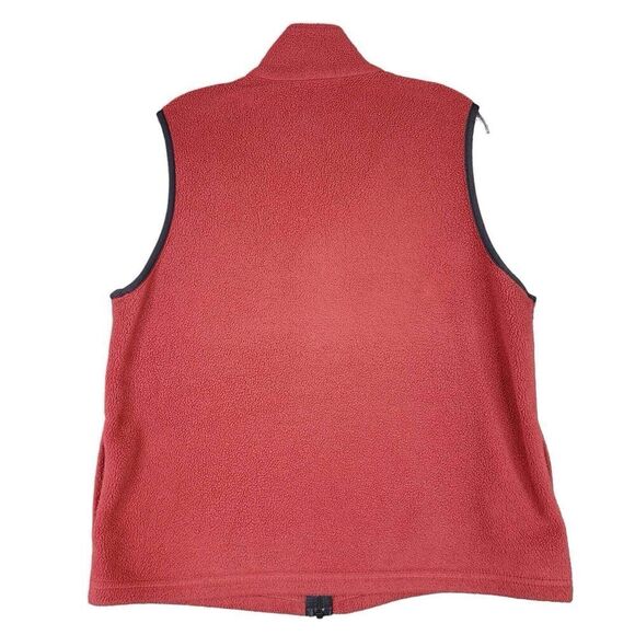 LL Bean Fleece Vest Mens Medium Red Sleeveless Collared Full Zip Fleece - Picture 3 of 8